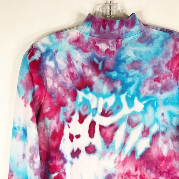 Unicorn Farm Kim Rogers Medium MP‎ Top Turtleneck Tie Dye Handmade Pink Blue 451 - Picture 3 of 10